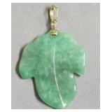 14K GOLD TOP ON JADE LEAF PENDANT