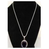 STERLING SILVER AMETHYST PENDANT/NECKLACE