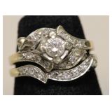 14K WHITE GOLD WEDDING SET   SZ 7.5