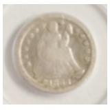 1853 SEATED DIME VG