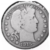 1915 D BARBER HALF DOLLAR VG