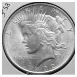 1922 CHOICE BU PEACE DOLLAR