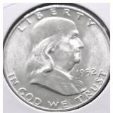 1952 D CHOICE BU FBL FRANKLIN HALF DOLLAR