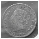 1886 CANADA SILVER 5 CENTS VF