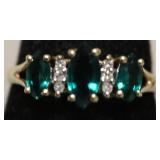 10K GOLD EMERALD DIAMOND RING  SZ 6.5  2.05 GRAM