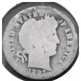 1897 O BARBER DIME AG