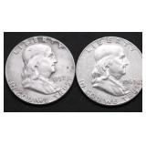 TWO FRANKLIN HALF DOLLARS