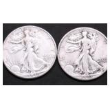 TWO WALKING HALF DOLLARS