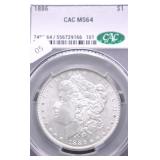 1886 CAC MS64 MORGAN DOLLAR