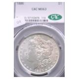 1886 CAC MS63  MORGAN DOLLAR