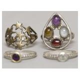 4 STERLING SLLVER RINGS