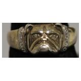 STERLING SILVER BULL DOG RING  SIZE 10.75