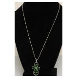 STERLING SILVER GREEN STONE CROSS/SS NECKLACE