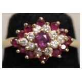 14K GOLD RUBY/DIAMOND RING SZ 4.75  2.65 GRAM