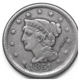 1851 LARGE CENT VF