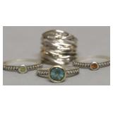 4 STERLING SILVER RINGS