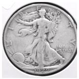 1929 S WALKING HALF DOLLAR VF
