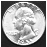 1955 GEM BU WASHINGTON QUARTER