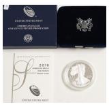 2018 PROOF SILVER EAGLE W BOX PAPERS