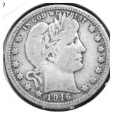 1916 D BARBER QUARTER F