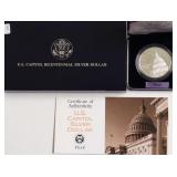 PROOF CAPITOL SILVER DOLLAR W BOX PAPERS