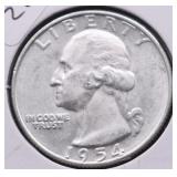 1954 D CHOICE BU WASHINGTON QUARTER