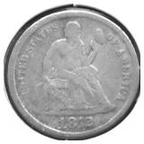 1872 S SEATED DIME VG RARE DATE