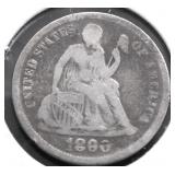 1880 SEATED DIME VG RARE DATE