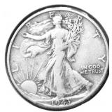 1943 D WALKING HALF DOLLAR VF