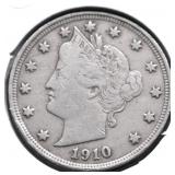 1910 V NICKEL VF