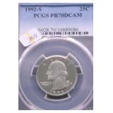1992 S PCGS PF70DC WASHINGTON QUARTER