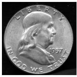 1957 GEM BU FRANKLIN HALF DOLLAR