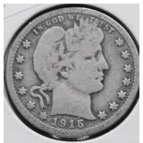 1915 D BARBER QUARTER F