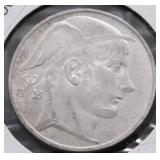 1953 BELGIUM SILVER 20 FRANCS AU