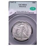 1947 D CAC MS63 WALKING HALF DOLLAR
