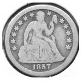 1857 O SEATED DIME VG