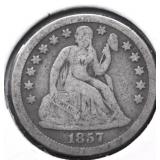 1857 SEATED DIME F