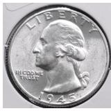 1945 D SUPURB GEM WASHINGTON QUARTER