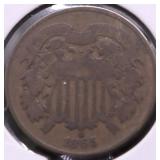 1865 TWO CENT PIECE VF