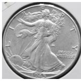 1945 WALKING HALF DOLLAR AU