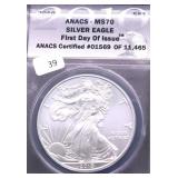 2010 ANACS MS70 SILVER EAGLE