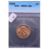 1950 ICG MS67 RED LINCOLN CENT