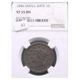 1846 SM DATE NGC VF35 LARGE CENT