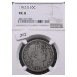 1912 S NGC VG 8 BARBER HALF DOLLAR