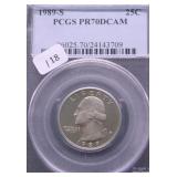 1989 S PCGS PF70DC WASHINGTON QUARTER