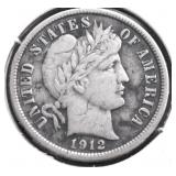 1912 BARBER DIME VF