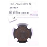 1864 NGC XF 40 TWO CENT PIECE