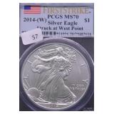 2014 W PCGS MS70 SILVER EAGLE