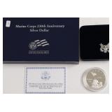 PROOF MARINE CORPS SILVER DOLLAR W BOX PAPERS