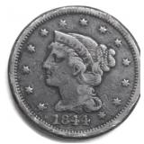 1844 LARGE CENT VF